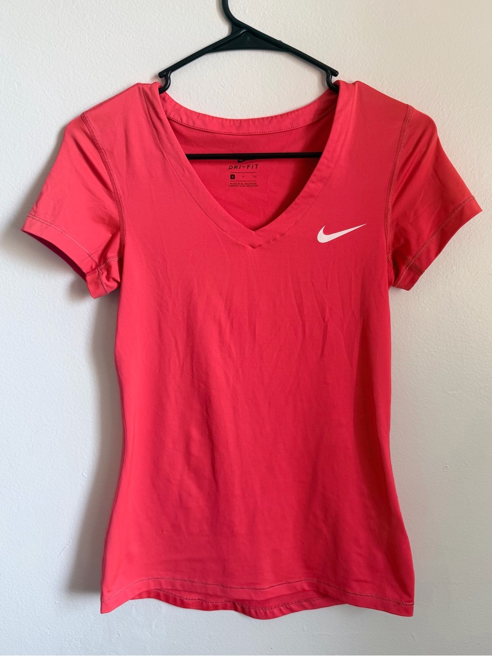 Nike Women's V-Neck Dri-FIT Short Sleeve Top - Coral